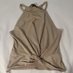 YMI Halter Crop Top Sleeveless Tan Small